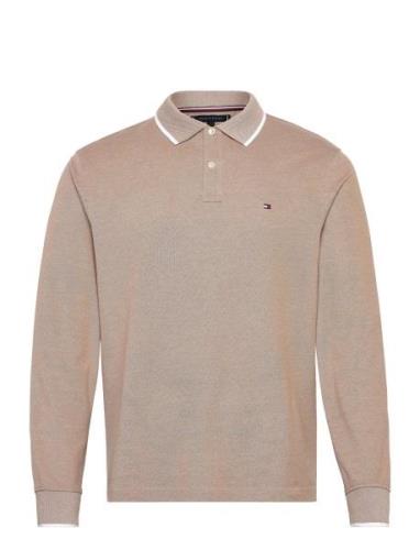 L/S Oxford Tipped Reg Polo Beige Tommy Hilfiger