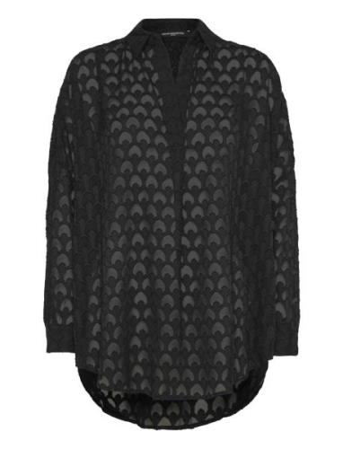 Geo Burnout Popover Shirt Black French Connection