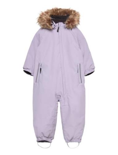 Coverall W. Fake Fur Purple Color Kids