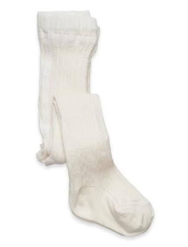 Cable Knitted Stockings Offwhite White Geggamoja