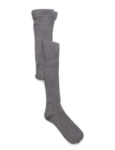 Cable Knitted Stockings Grey Melange Grey Geggamoja