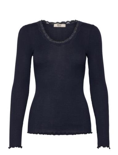 Rmwbalta Modal Ls Lace Blouse Navy RM By Rosemunde