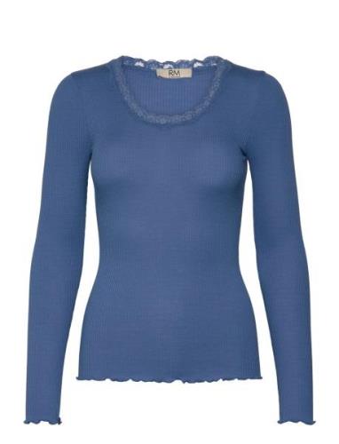 Rmwbalta Modal Ls Lace Blouse Blue RM By Rosemunde