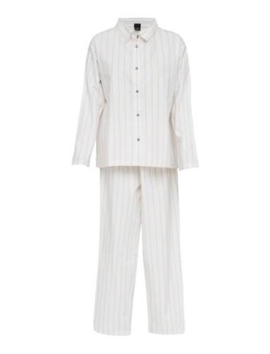 Pilen Yarndyed Flannel Pyjamas White Høie Of Scandinavia