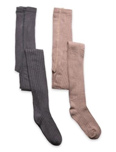 Stocking - Bamboo Rib Brown Minymo