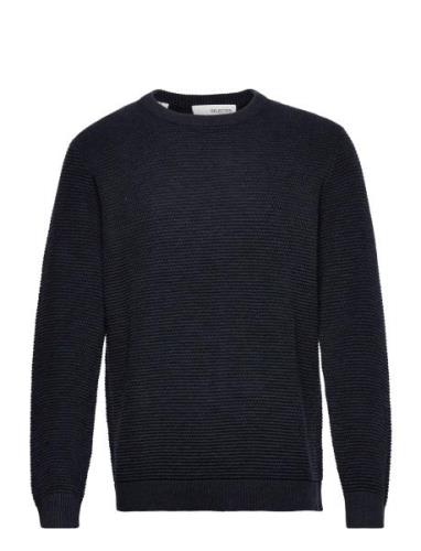 Slhvince Ls Knit Bubble Crew Neck Noos Navy Selected Homme