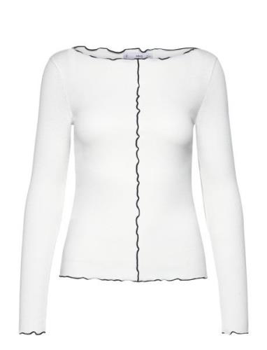 Long-Sleeved T-Shirt With Decorative Seams White Mango