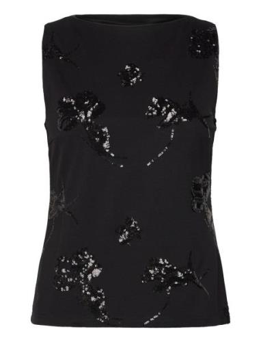 Slfmalli Sl Applique Top Black Selected Femme