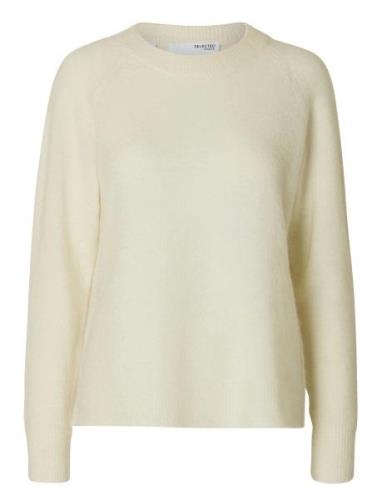 Slflulu Ls Knit O-Neck Noos Cream Selected Femme