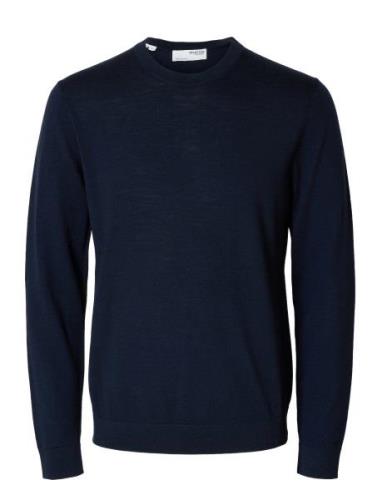 Slhtray Ls Knit Merino Crew Neck Noos Navy Selected Homme