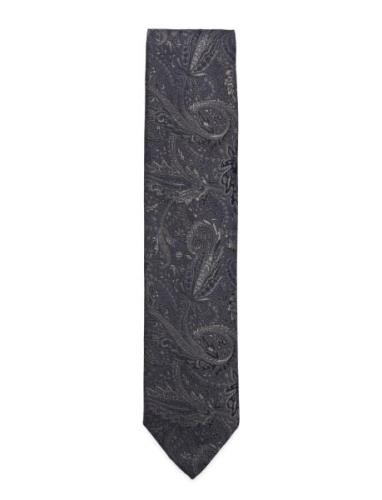 Paisley Pattern Tie 7 Cm Blue Lindbergh Black