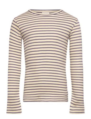 T-Shirt L/S Modal Striped Beige Petit Piao