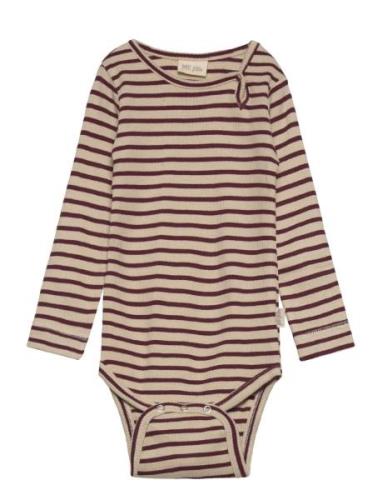 Body L/S Modal Striped Brown Petit Piao