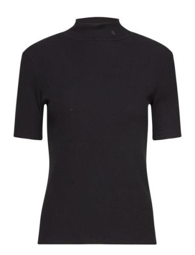 Core Mock Neck Rib T-Shirt Black Scotch & Soda