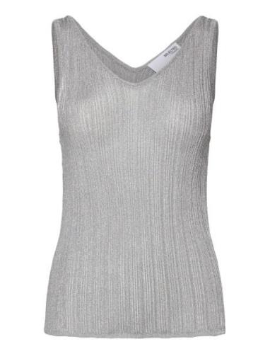 Slfdagni Sl Knit Rib Top Silver Selected Femme