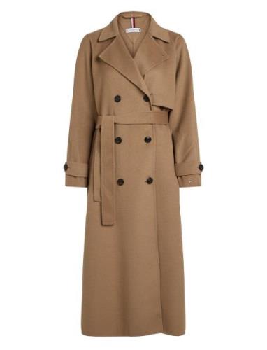 Over D Df Wool Blend Trench Brown Tommy Hilfiger