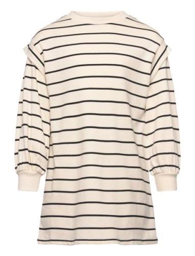 Striped Cotton Dress Beige Mango