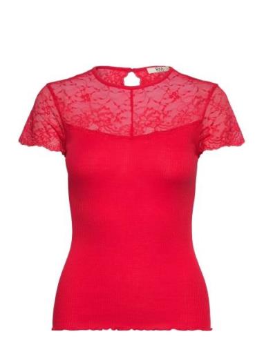 Rmwbea Lace Heartshape Ss Top Red RM By Rosemunde