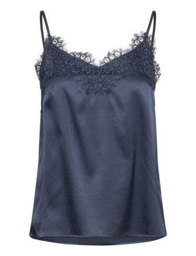 Silk Strap Top Navy Rosemunde