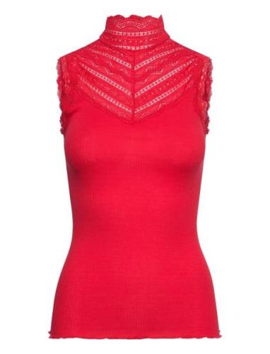 Rmwbalta Sl Turtleneck Lace Top Red RM By Rosemunde