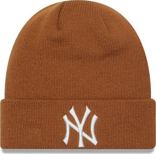 New Era New York Yankees League Essential Cuff Knit Beanie Hat Brown