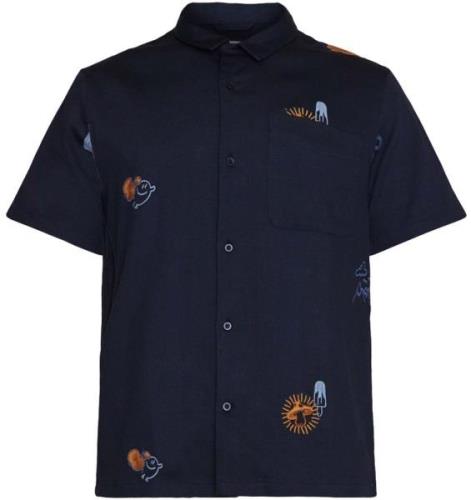 Knowledge Cotton Apparel Men's Box Fit Short Sleeve Shirt With Embroid...