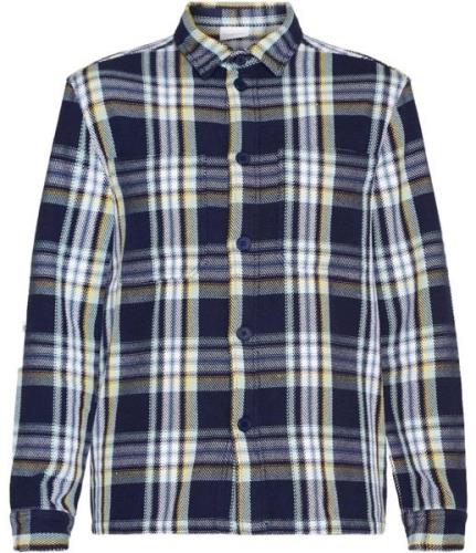 Knowledge Cotton Apparel Men's Checked Overshirt Blue Check