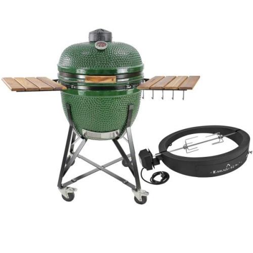 Kamado Sumo Maxi kolgrill, grön + grillmästarens rotisseri och pizzaug...