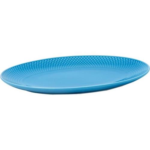 Lyngby Porcelæn Rhombe serveringsfat, oval, blå