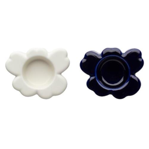 Marimekko Unikko Shape värmeljushållare 2-pack, cobalt/matte white