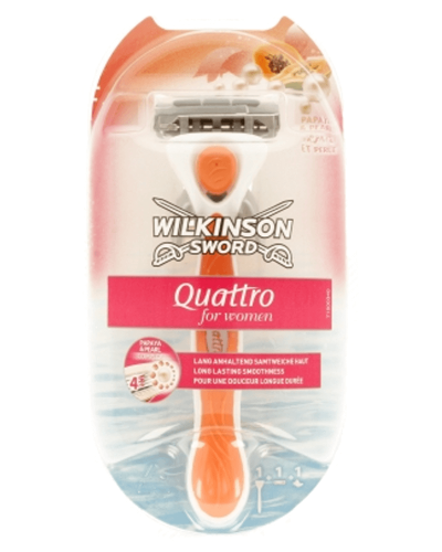 Wilkinson Sword for Women - Quattro papaya & pearl 1 skraber + 1 blad