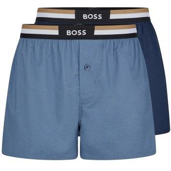 BOSS Kalsonger 2P Woven Boxer Shorts With Fly Blå/Ljusblå bomull Mediu...
