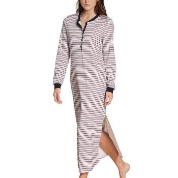 Calida Midnight Stripes Nightsdress Blårandig bomull Small Dam