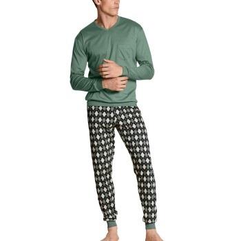 Calida Relax Streamline Pyjama With Cuff Grön Mönstrad bomull Large He...