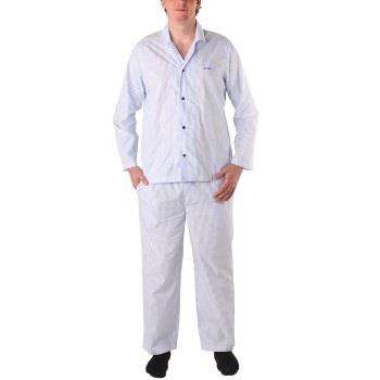 BOSS Cotton Stripe Long Pyjama Blå/Vit bomull Medium Herr