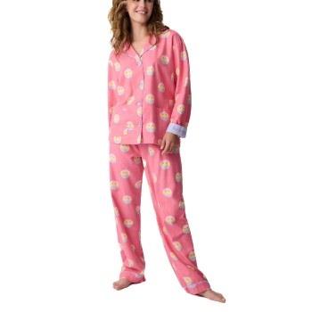 PJ Salvage Long Sleeve Flannel Pyjama Rosa Mönstrad bomull Small Dam