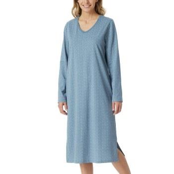 Schiesser Comfort Essentials Longsleeve Sleepshirt Blå Mönstrad bomull...