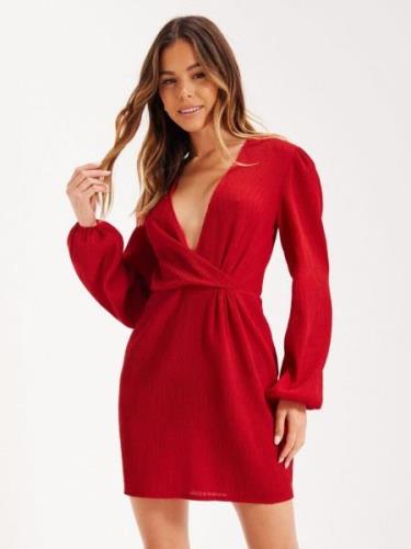Nelly - Festklänningar - Röd - Drapy Wrap Dress - Klänningar