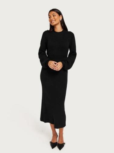 Vero Moda - Stickade klänningar - Black - Vmangalina Ls O-Neck 7/8 Kni...