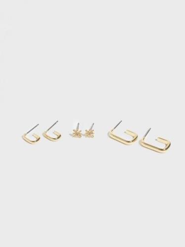 Pieces - Örhängen - Gold Colour - Pcanika M 3-Pack Earrings Sww - Smyc...