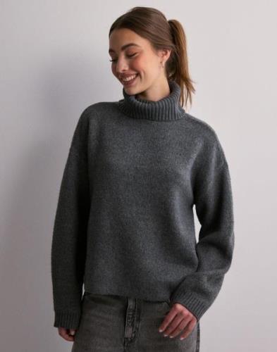 Pieces - Grå - Pcmeia Ls Roll Neck Knit Bc