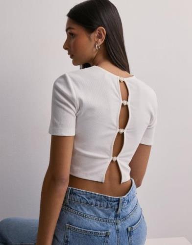 Only - Vit - Onlrene S/S Open Back Heart Top Jrs