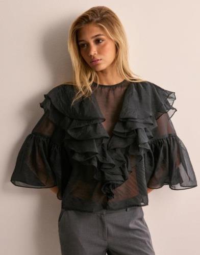 Malina - Svart - Alexia organza frill blouse