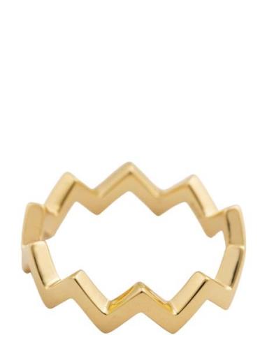 Strict Plain Zigzag Ring Gold Ring Smycken Gold Syster P