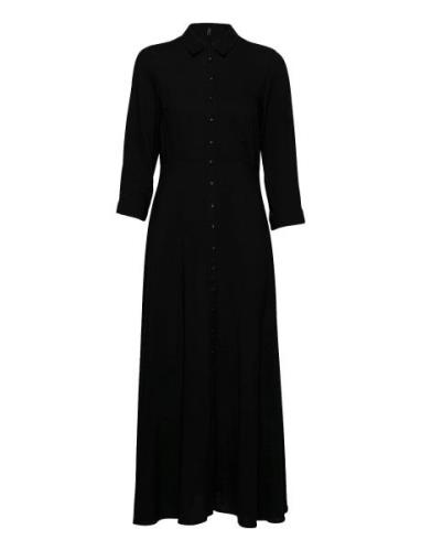 Yassavanna Long Shirt Dress S. Noos Maxiklänning Festklänning Black YA...