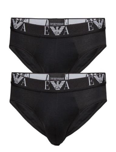 Mens Knit 2Pack Brie Kalsonger Y-front Briefs Black Emporio Armani