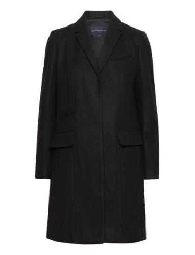 Ft Platfm Felt Smart Coat Outerwear Coats Winter Coats Black French Co...