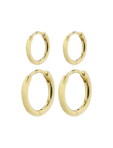 Ariella Recycled Hoop Earrings 2-In-1 Set Gold-Plated Accessories Jewe...