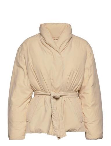 Recycled Down Wrap Puffer Jacket Fodrad Jacka Beige Calvin Klein