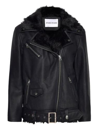 Carrie Shearling Biker Jacket Läderjacka Skinnjacka Black Stand Studio